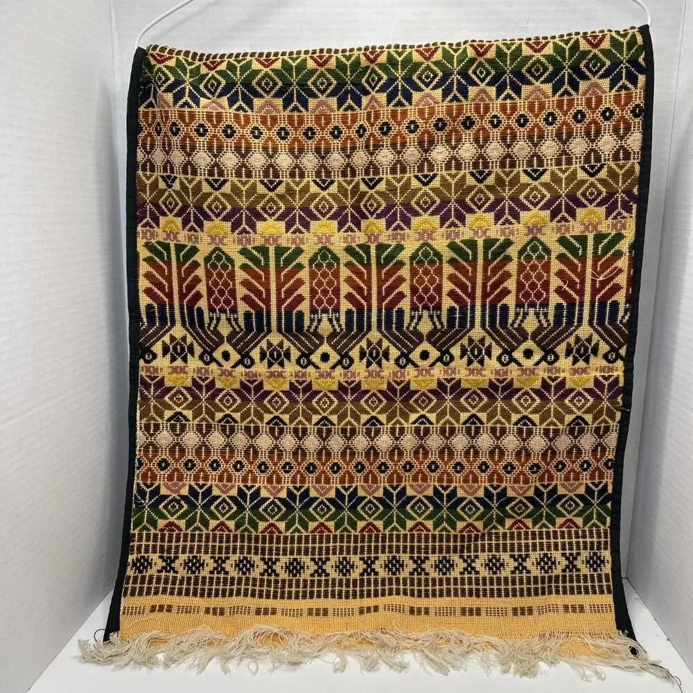Guatemalan Quetzal Bird Hand Woven Textile Wall Hanging 17 X 41